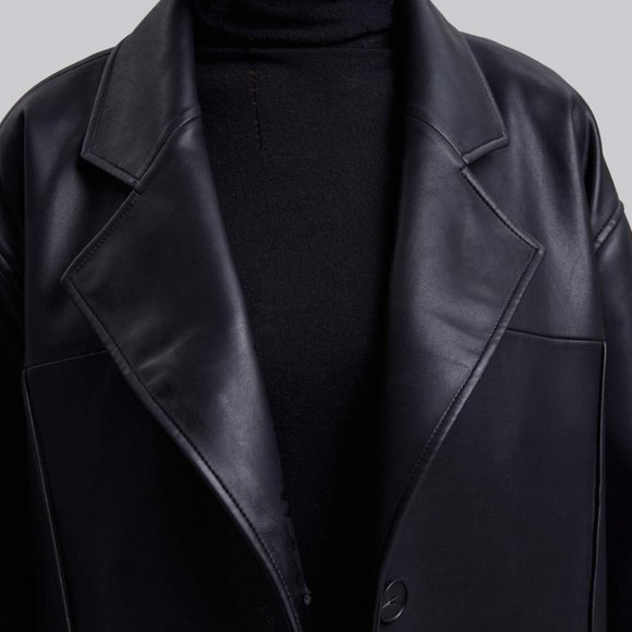 NWT | Dept. Anonym Faux Leather Coat with Pinched Pleats - Picture 3 of 9